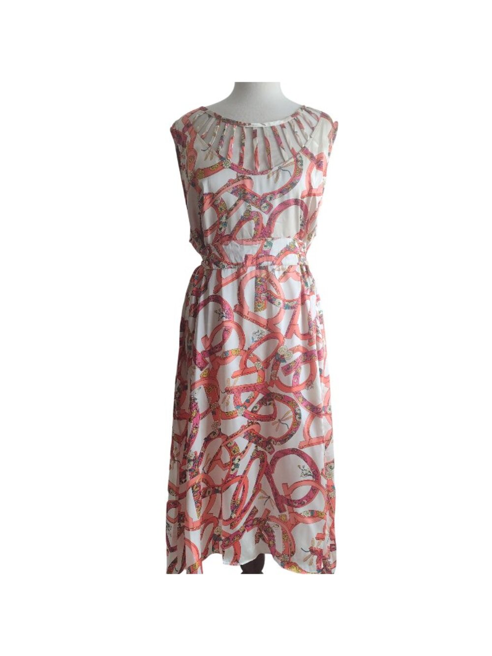 Anna Scholz Plus Size Silk Dress US 22 UK 22 Printed Charmeuse Satin Midi